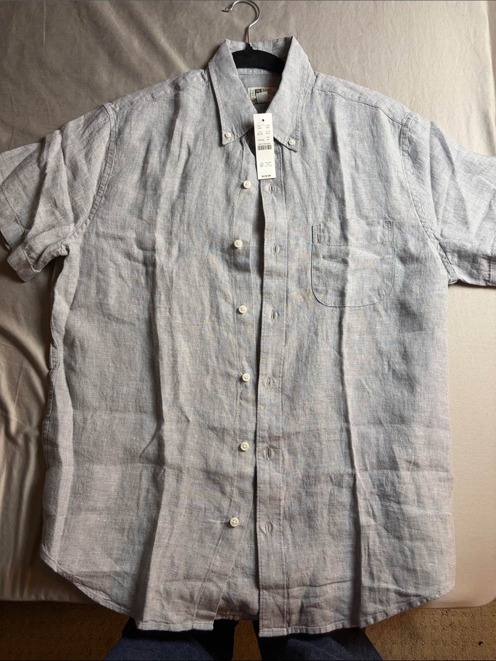 JCrew Irish Linen short sleeve shirt in blue grey. NWT. - Picture 3 of 7